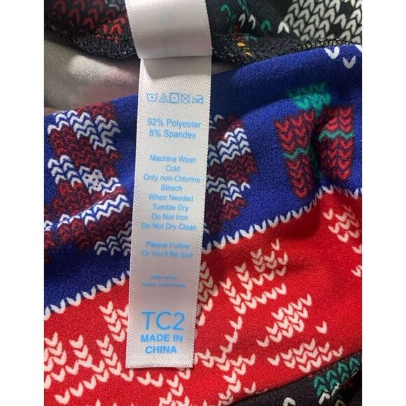 LuLaRoe Womens Leggings Size TC2 Christmas Fair Isle Snowflakes Plus 18+ NWT‎ - Picture 4 of 4